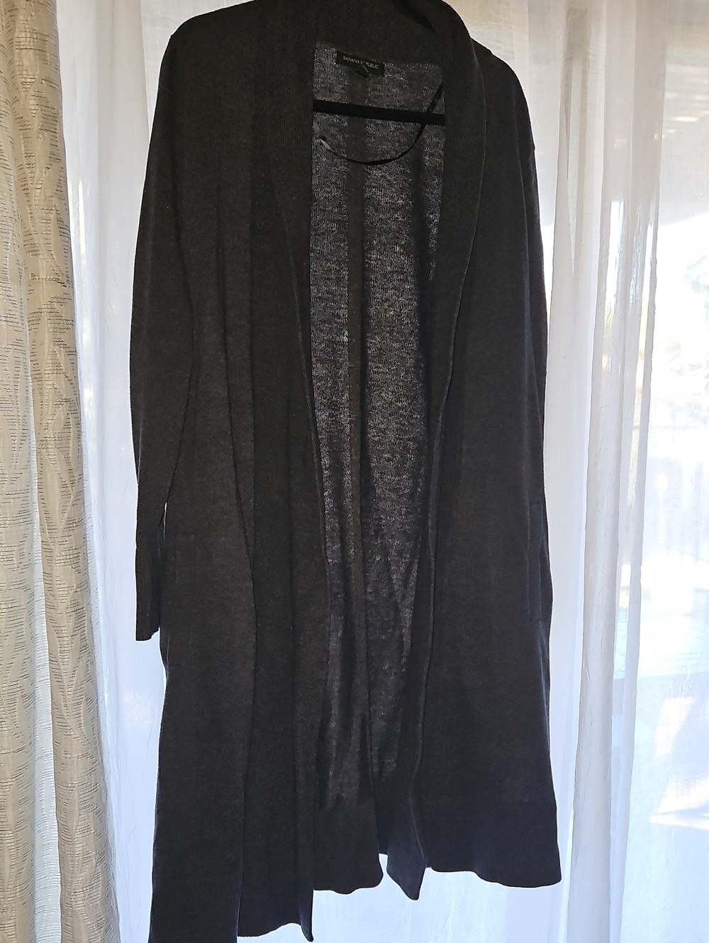 Banana Republic Charcoal Open-Front Long Cardigan